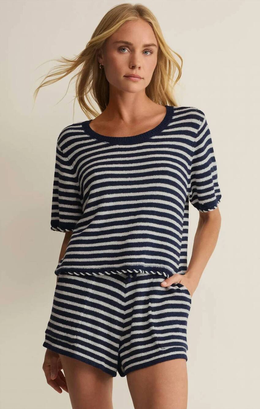 NEW Z SUPPLY patton short sleeve sweater top in eclipse